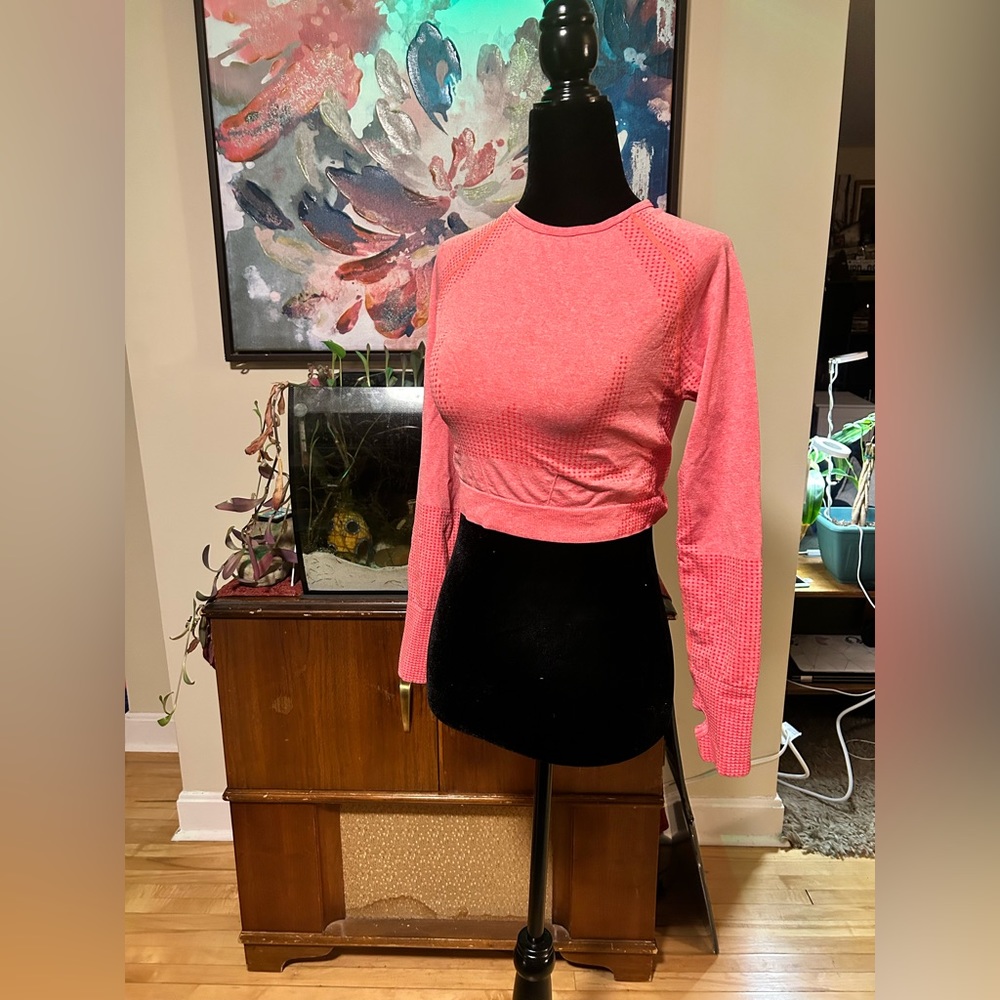 Pink Long Sleeve Athletic Crop